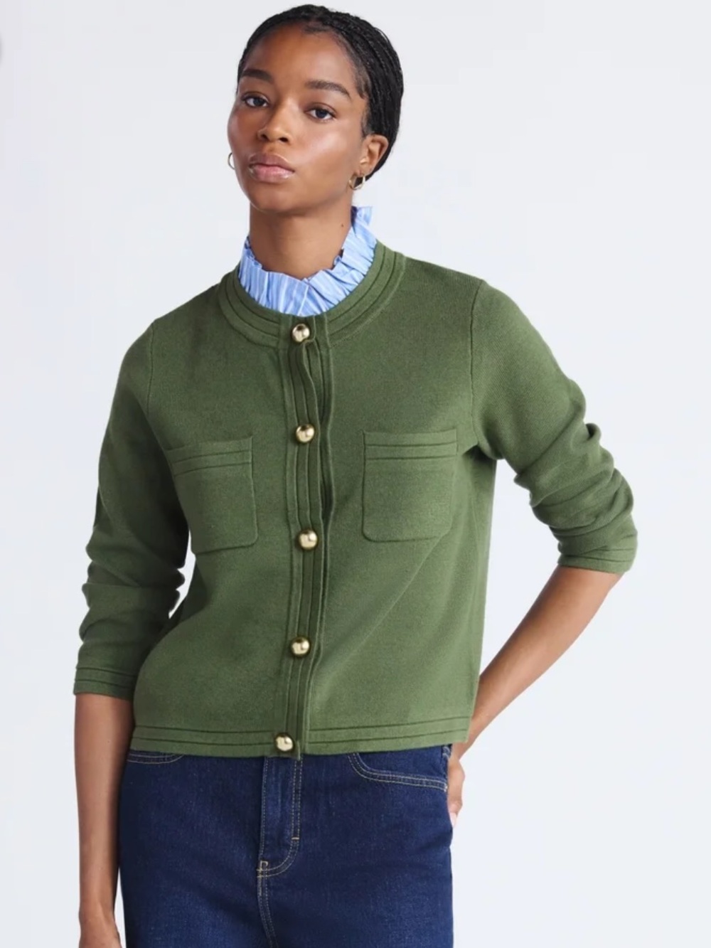 Free Assembly layered green and blue cardigan sweater size small